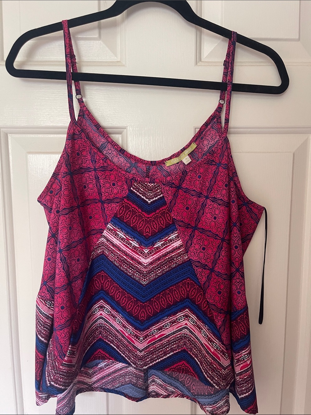 Gianni Bini Pink and Blue Chevron-Print Spaghetti Strap Camisole